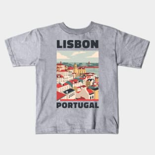 A Vintage Travel Art of Lisbon - Portugal Kids T-Shirt